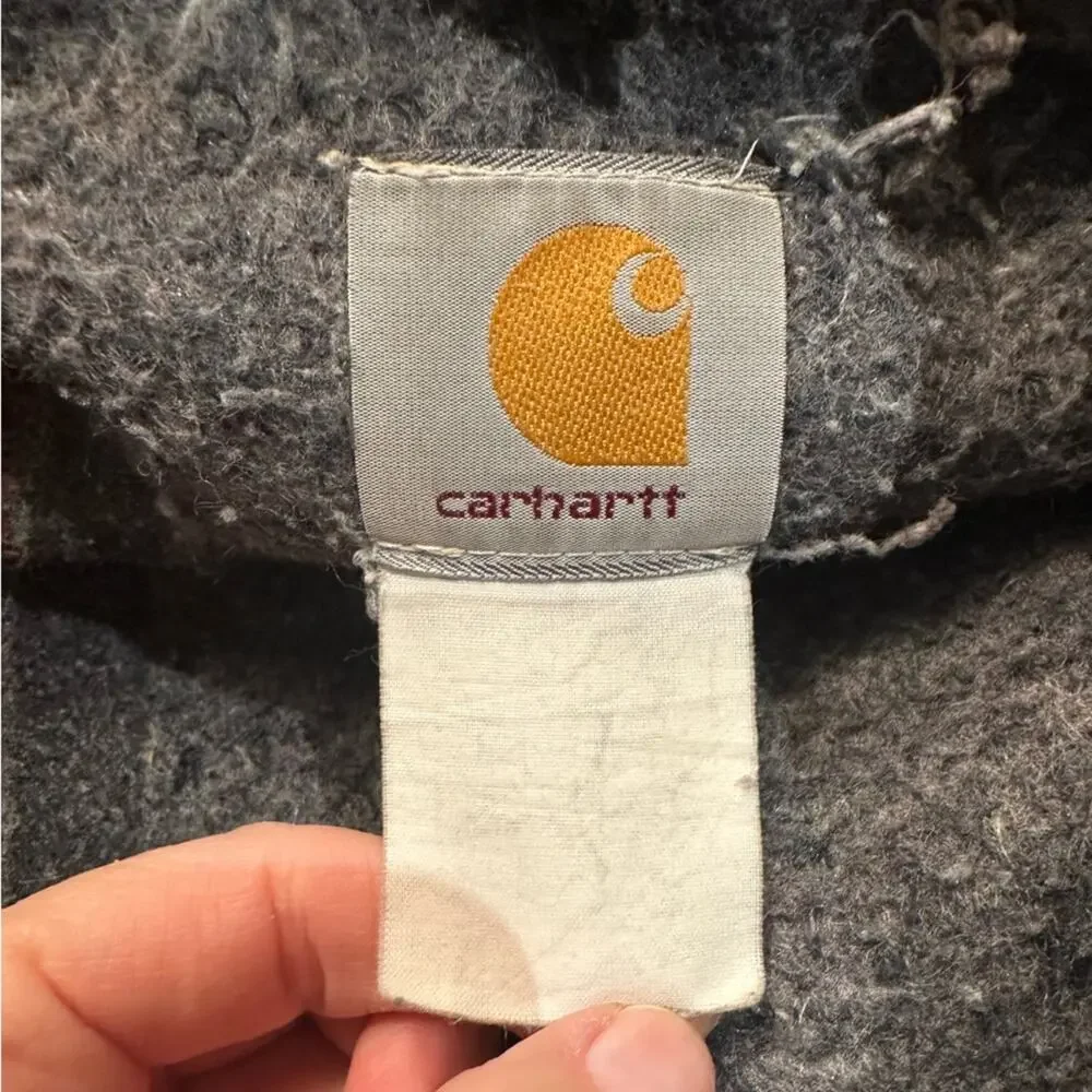 Vintage Carhartt Blanket Lined Chore Coat Heavily Distressed Brass Button XL